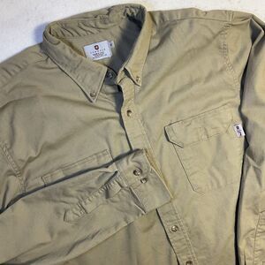 Tyndale FR Shirt Men’s XL Beige HRC 2 Flame Resistant Long Sleeve Button Up Work